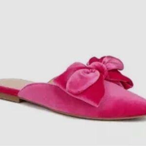 Crown & Ivy - Elise Pink Velvet Bow Women's Mules - size 9.5
